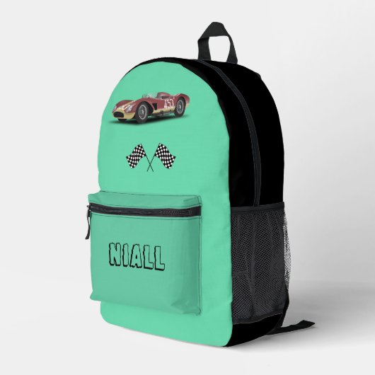Sporty Race Car Personalisiert Bedruckter Rucksack (Rückseitige Ecke Rechts)
