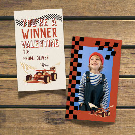 Sporty Race Car Valentine's Classroom Photo Card Mitteilungskarte