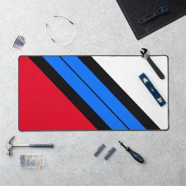 Sporty Red White Bright Blue Black Racing Streifen Schreibtischunterlage