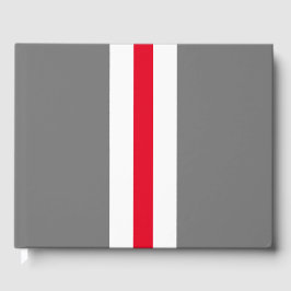 Sporty Red White Vertikal Streifen auf modernem Gr Gästebuch