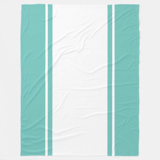 Sporty Retro Aqua Mint Weiße Racing Streifen Fleecedecke (Vorderseite)