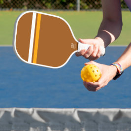 Sporty Retro Braune, gelbe Streifen Pickleball Schläger