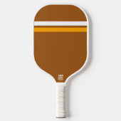 Sporty Retro Braune, gelbe Streifen Pickleball Schläger (Vorderseite)