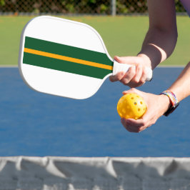Sporty Retro Gelbe Streifen auf weiß Pickleball Schläger