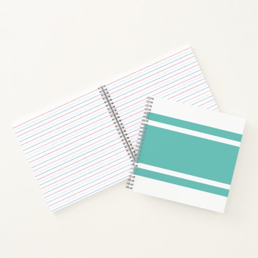 Sporty Retro Wide Aqua Racing Streifen auf Weiß Notizblock (Innenseite)
