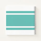 Sporty Retro Wide Aqua Racing Streifen auf Weiß Notizblock (Rückseite)