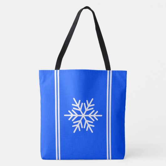 Sporty Royal Blue White Racing Stripes Snowflake Tasche (Vorderseite)