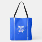 Sporty Royal Blue White Racing Stripes Snowflake Tasche (Rückseite)