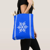 Sporty Royal Blue White Racing Stripes Snowflake Tasche (Von Nahem)