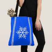 Sporty Royal Blue White Racing Stripes Snowflake Tasche (Von Nahem)