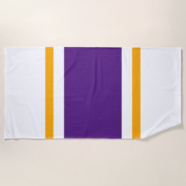 Sporty Royal Lila Yellow White Racing Streifen Strandtuch