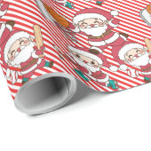 Sporty Santa Geschenkpapier (Rolleneckpunkt)