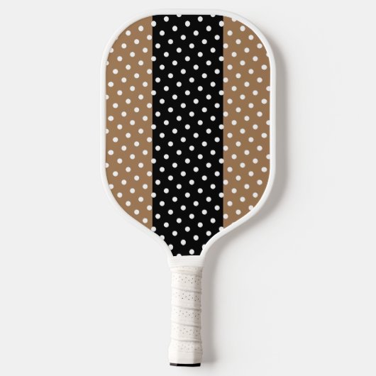 Sporty Seamless Polka Dots Black Mocha Stripes Pickleball Schläger (Rückseite)