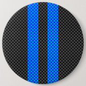 Sporty Sky Blue Carbon Fibre Racing Stripes Button (Vorderseite)
