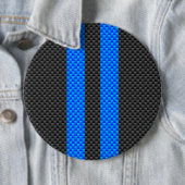 Sporty Sky Blue Carbon Fibre Racing Stripes Button (Beispiel)
