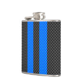 Sporty Sky Blue Carbon Fibre Racing Stripes Flachmann (Links)