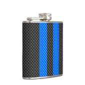 Sporty Sky Blue Carbon Fibre Racing Stripes Flachmann (Rechts)