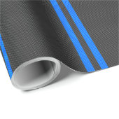 Sporty Sky Blue Carbon Fibre Racing Stripes Geschenkpapier (Rolleneckpunkt)