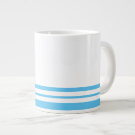 Sporty Sky Blue White Twin Bold Stripes Jumbo-Tasse