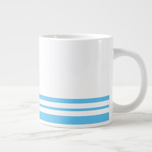 Sporty Sky Blue White Twin Bold Stripes Jumbo-Tasse (Rechts)