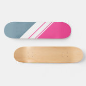 Sporty Slate Bold Pink White Slant Racing Streifen Skateboard (Horizontal)
