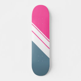 Sporty Slate Bold Pink White Slant Racing Streifen Skateboard