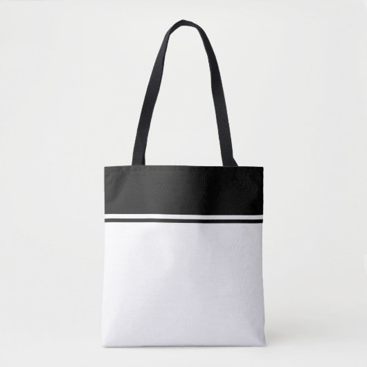 Sporty Sleek Schwarz Top Racing Streifen auf Weiß Tasche (Vorderseite)
