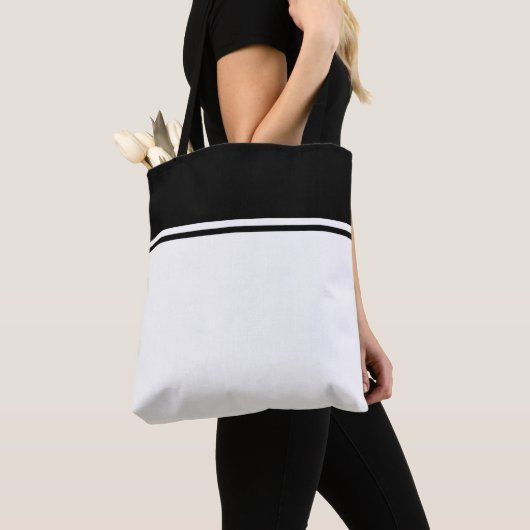 Sporty Sleek Schwarz Top Racing Streifen auf Weiß Tasche (Von Nahem)