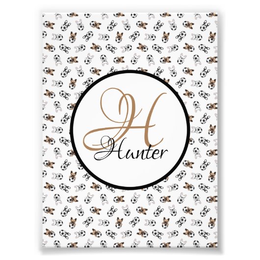 Sporty Soccer Puppies Mit Monogramm Fotodruck (Vorne)