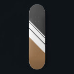 Sporty Soft Black Light Brown White Racing Stripes Skateboard<br><div class="desc">Dieses moderne,  sportliche Design zeichnet sich durch weiße diagonale parallele Rennstreifen gegen mochafarben und schwarzen Hintergrund aus.</div>