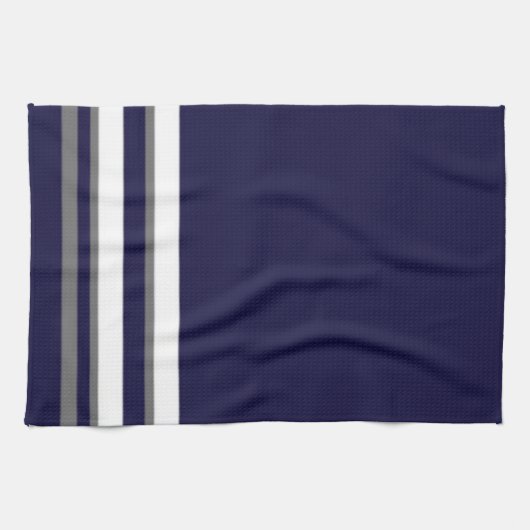Sporty Stripes-Blau, grau und weiß Geschirrtuch (Horizontal)