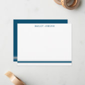 Sporty Stripes Dark Blue & Gray Athletic Men's Mitteilungskarte (Vorderseite/Rückseite Beispiel)