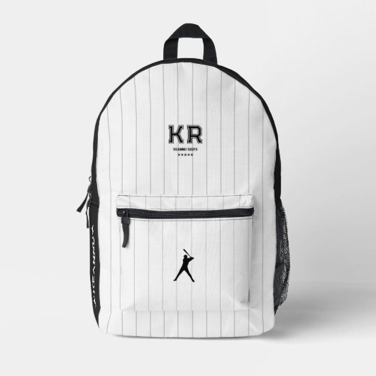 Sporty Stylish Baseball Schwarz-weiß Stripes Bedruckter Rucksack (Vorderseite)