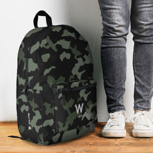 Sporty Stylish Camouflage Monogram Dark Green Army Bedruckter Rucksack