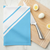 Sporty Stylish Light Sky Blue White Racing Stripes Geschirrtuch (Viertel Falte)