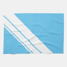 Sporty Stylish Light Sky Blue White Racing Stripes Geschirrtuch