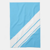 Sporty Stylish Light Sky Blue White Racing Stripes Geschirrtuch (Vertikal)