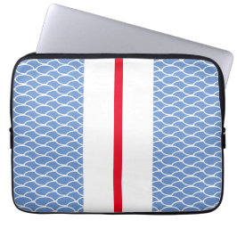 Sporty Summer Blue Waves Red White Racing Stripes Laptopschutzhülle