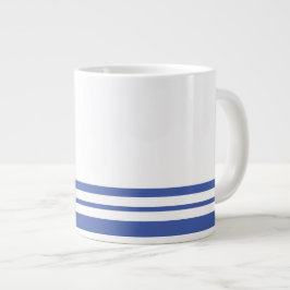 Sporty Summer Blue Weiß zwei kühne Rennstreifen Jumbo-Tasse