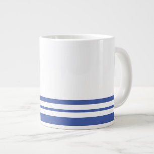 Sporty Summer Blue Weiß zwei kühne Rennstreifen Jumbo-Tasse