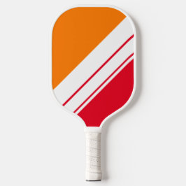Sporty Summer Orange Red White Racing Stripes Pickleball Schläger