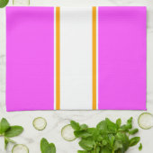 Sporty Tropical Pink Yellow White Racing Stripes Geschirrtuch (Gefaltet)