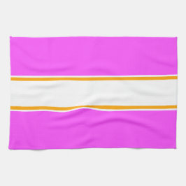 Sporty Tropical Pink Yellow White Racing Stripes Geschirrtuch