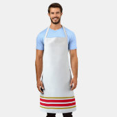 Sporty Twin Bright Red Hem Racing Streifen auf Wei Schürze (Getragen)