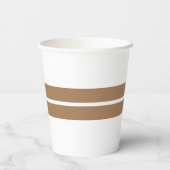 Sporty Twin Mocha Brown Centre Streifen auf Weiß Pappbecher (Rückseite)