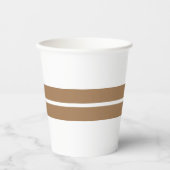 Sporty Twin Mocha Brown Centre Streifen auf Weiß Pappbecher (Vorderseite)