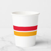 Sporty Twin Rot Gelb Mitte Streifen auf Weiß Pappbecher (Vorderseite)