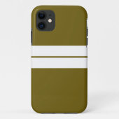 Sporty Twin White Racing Stripes Olive Hintergrund Case-Mate iPhone Hülle (Rückseite)