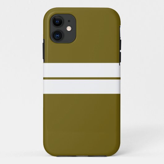 Sporty Twin White Racing Stripes Olive Hintergrund Case-Mate iPhone Hülle (Rückseite)