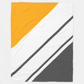Sporty Vibranly Gray Yellow White Racing Streifen Fleecedecke (Vorderseite)